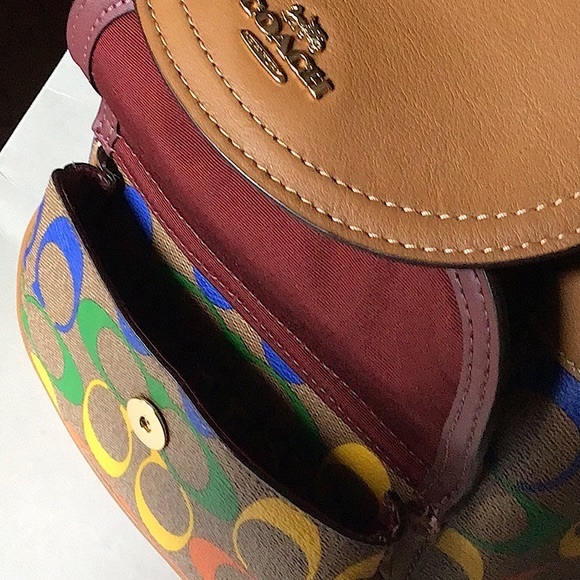 Coach 🌈Pennie Small Rainbow Signature Backpack/FREE shirt & tights w purchase - Picture 7 of 16